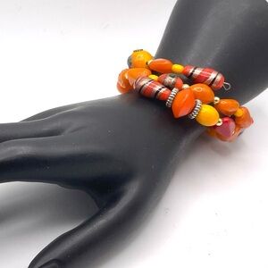 Gorgeous Vintage Murano Italy Art Glass Beads Memory Wrap Bracelet